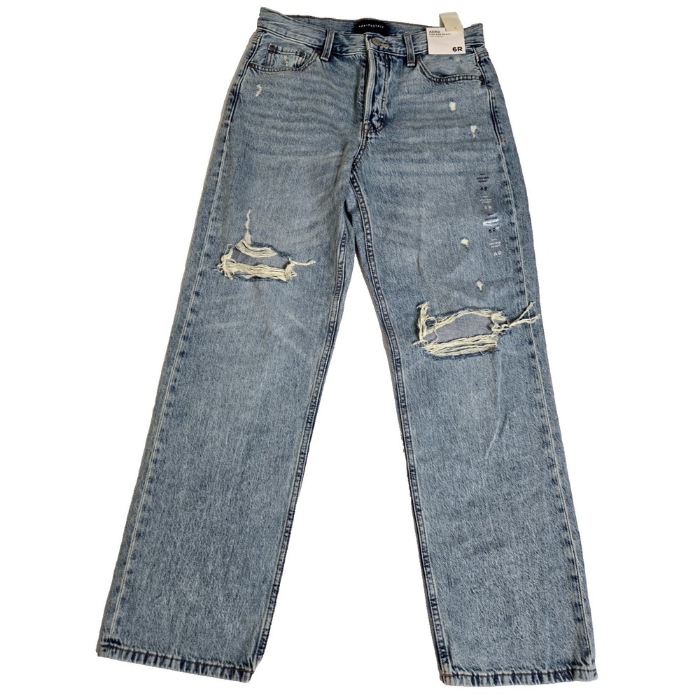 Aeropostale High Rise Baggy Non Stretch Jeans Women's 6R Blue NWT